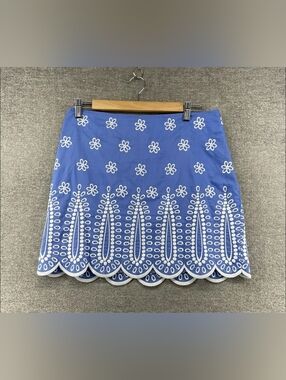 Vineyard Vines Cotton Scalloped Blue Skirt 6